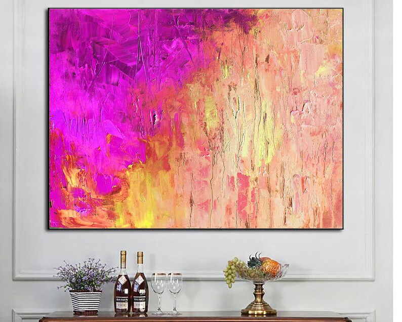Purple Painting Gold Leaf Paintings Textured Abstract Art Palette Knife Art Color Paintings Contemporary Art Pink Paintings Handmade Artwork