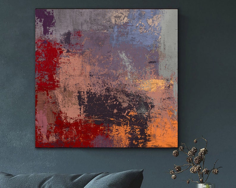 Extra Large Painting On Canvas Contemporary Textured Wall Art Abstract Colorful Artwork for Bedroom Decor