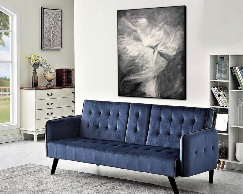 Romantisk maleri Sort-hvidt kyssemaleri Tekstureret kunst Parmaleri Monokrom vægkunst Figurativ abstrakt kunst Jubilæumsgave