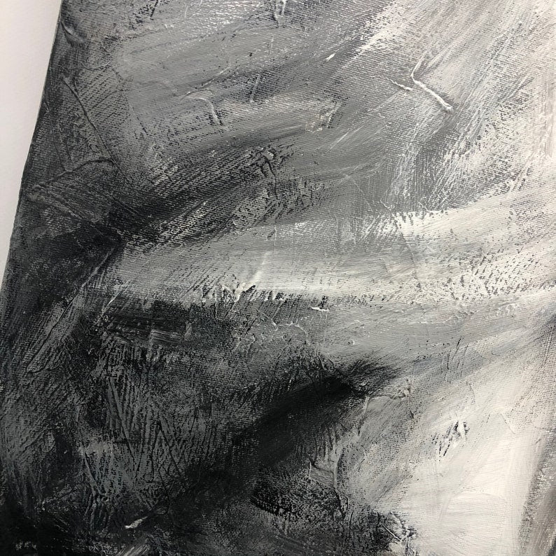 Romantisk maleri Sort-hvidt kyssemaleri Tekstureret kunst Parmaleri Monokrom vægkunst Figurativ abstrakt kunst Jubilæumsgave