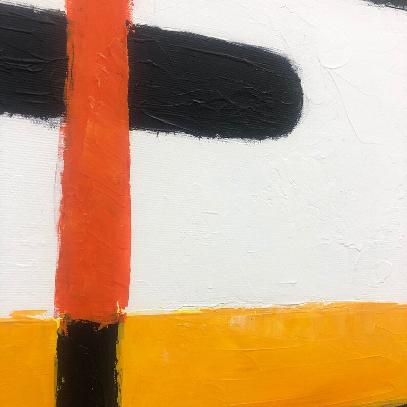 Modern Abstract Painting Red, Black & White Wall Art Geometric Painting Textured Minimalist Canvas Contemporary Home or Office Decor