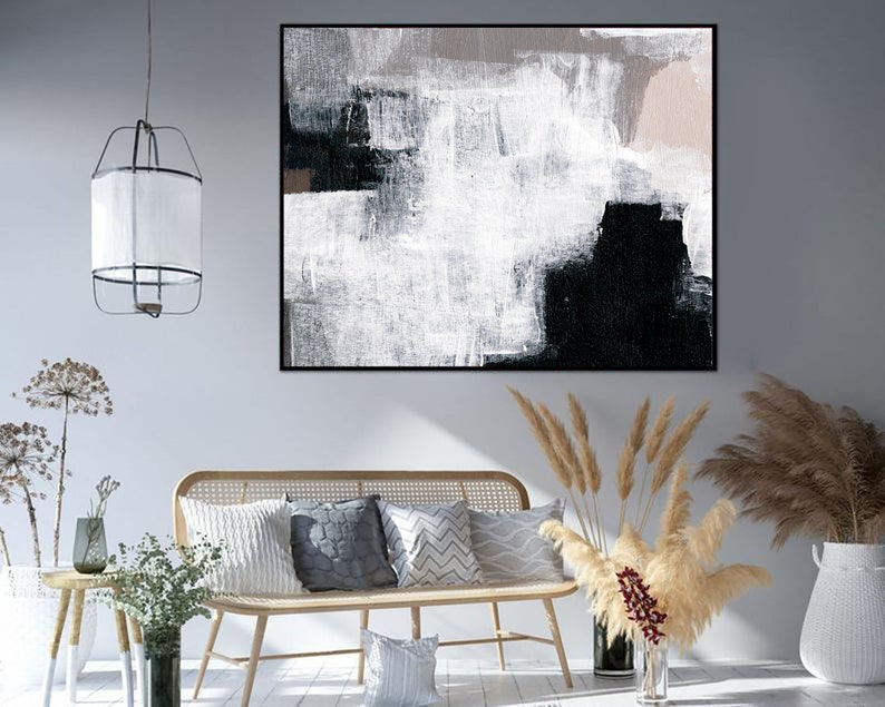Original Artwork Abstract Painting Black and White Abstract Texture Wall Art Minimalist Art Modern Wall Decor New Home Gift