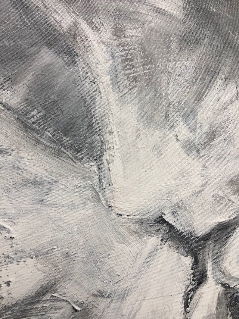 Romantisk maleri Sort-hvidt kyssemaleri Tekstureret kunst Parmaleri Monokrom vægkunst Figurativ abstrakt kunst Jubilæumsgave