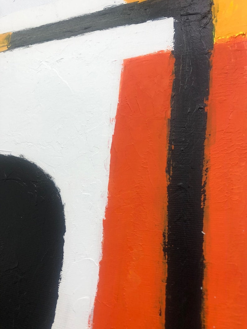 Modern Abstract Painting Red, Black & White Wall Art Geometric Painting Textured Minimalist Canvas Contemporary Home or Office Decor