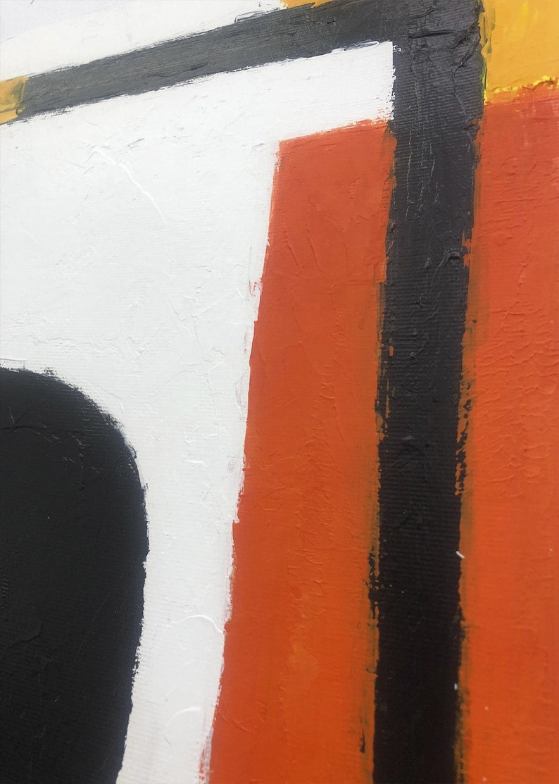 Modern Abstract Painting Red, Black & White Wall Art Geometric Painting Textured Minimalist Canvas Contemporary Home or Office Decor