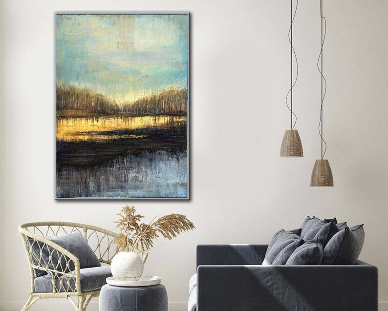 Abstract Landscape Painting On Canvas Unique Minimal Boho Style Art Original Custom Oil Painting Modern Contemporary Art for Home Decor