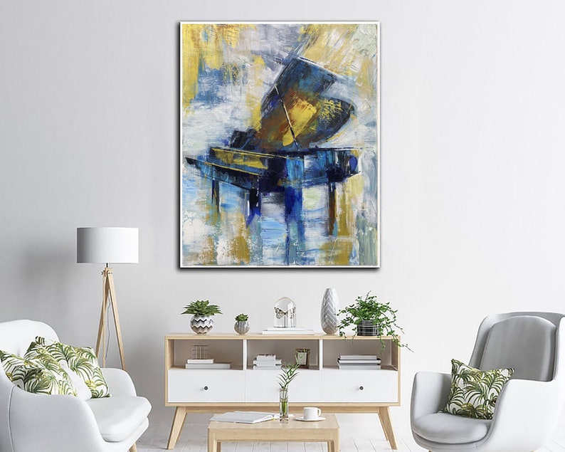 Extra Large Canvas Piano Abstract Painting Canvas Original Modern Painting Acrylic Unique Painting Creative Wall Art for Living Room