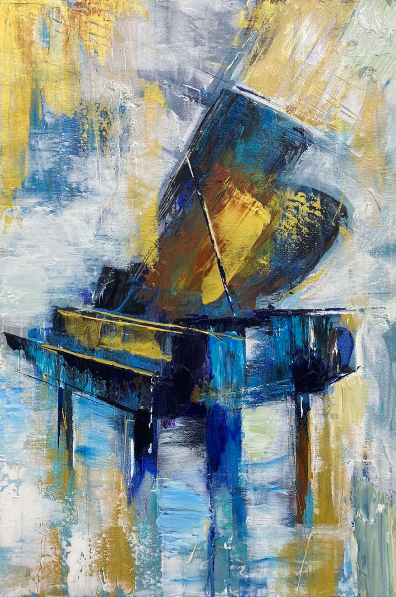 Extra Large Canvas Piano Abstract Painting Canvas Original Modern Painting Acrylic Unique Painting Creative Wall Art for Living Room