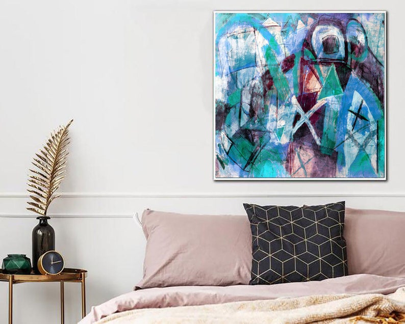 Original Abstract Graffiti Style Paintings On Canvas, Colorful Graffiti Fine Art, Urban Style Painting Textured Wall Art for Indie Room