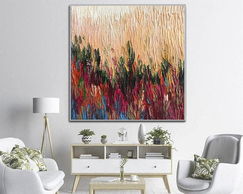 Original Painting Large Abstract Paintings On Canvas Acrylic Landscape Painting Canvas Thick Colorful Oil Living Room Wall Art Canvas