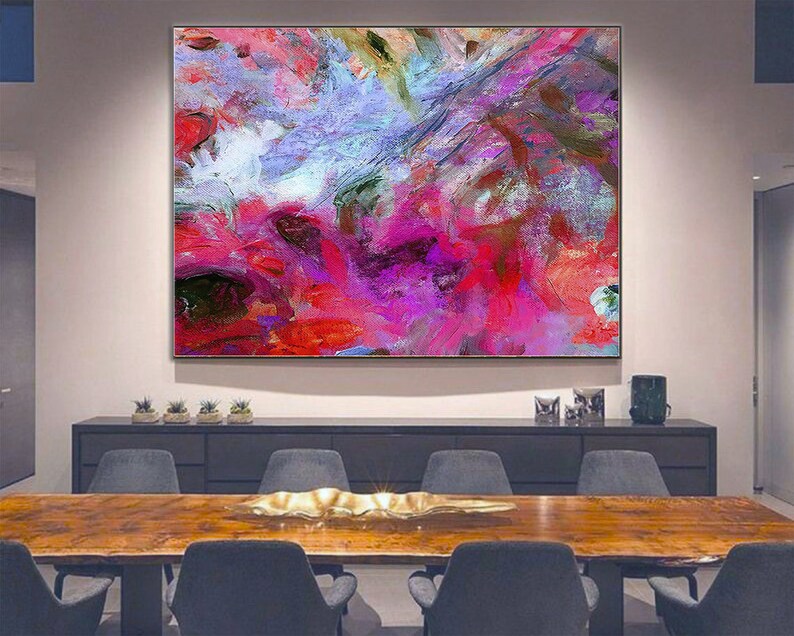 Original Acrylic Purple Paintings On Canvas, Colorful Textured Oil Painting, Modern Handmade Wall Art, Creative Wall Hanging Art for Home