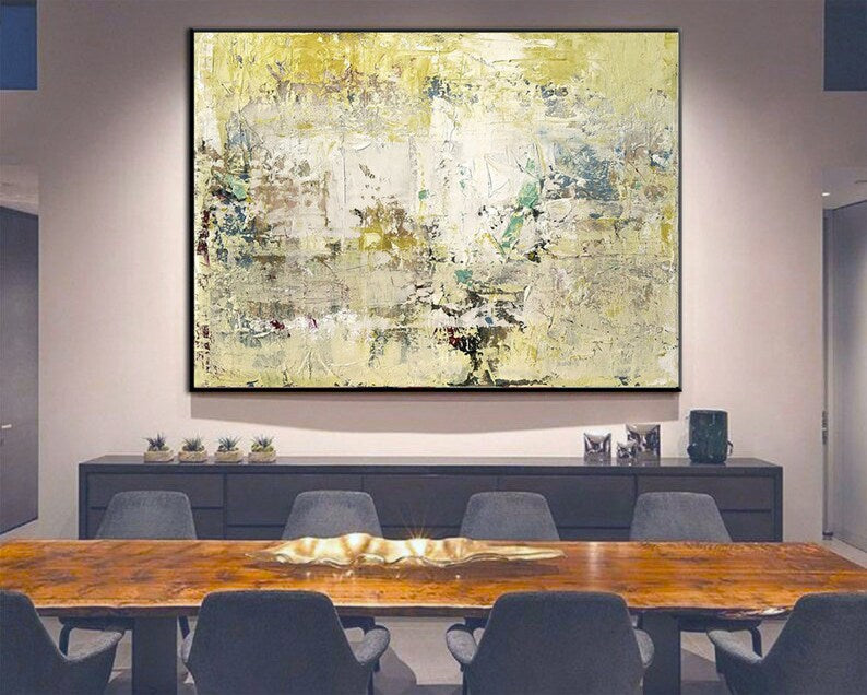 Abstrakt maleri Gult maleri Brugerdefineret oliemaleri Håndlavet gave Stue vægkunst Soveværelsesindretning Originalt maleri vægdekoration