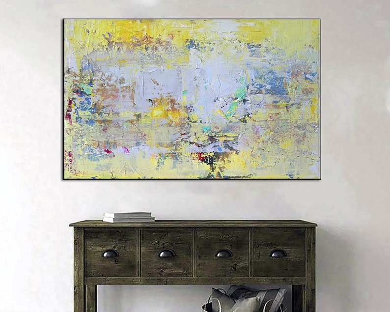 Abstract Painting Pastel Yellow and White Art Home Decor Wall Art for Living Room Housewarming Gift Office Wall Decor Modern Wall Art