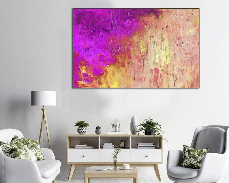 Purple Painting Gold Leaf Paintings Textured Abstract Art Palette Knife Art Color Paintings Contemporary Art Pink Paintings Handmade Artwork