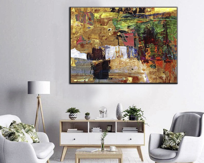 Large Abstract Painting Colorful Art on Canvas Abstract Colorful Wall Art Modern Painting Original Oil Canvas Painting for Living Room