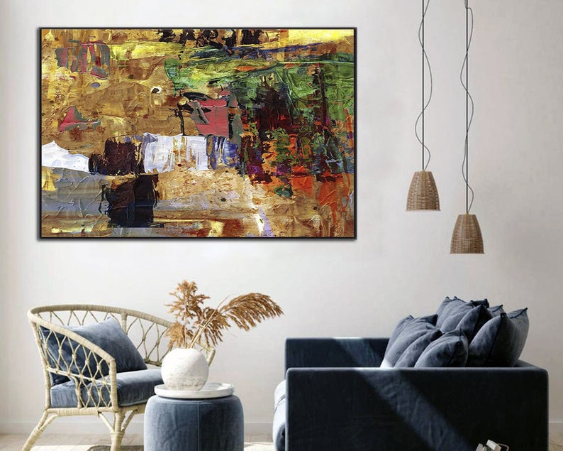Large Abstract Painting Colorful Art on Canvas Abstract Colorful Wall Art Modern Painting Original Oil Canvas Painting for Living Room