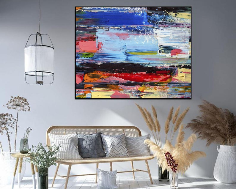 Abstract Colorful Painting Multi Colored Painting On Canvas Modern Oil Painting Contemporary Art Original Wall Art for Living Room Decor
