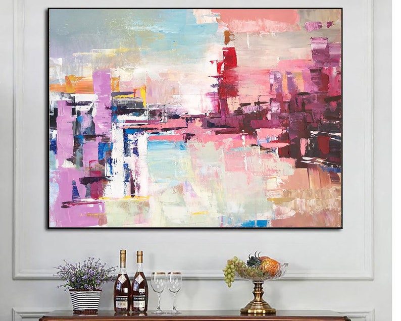 Abstract Painting Colorful Painting Oversized Wall Art Original Painting Bright Wall Art Living Room Wall Art Pink Painting Modern Wall Art