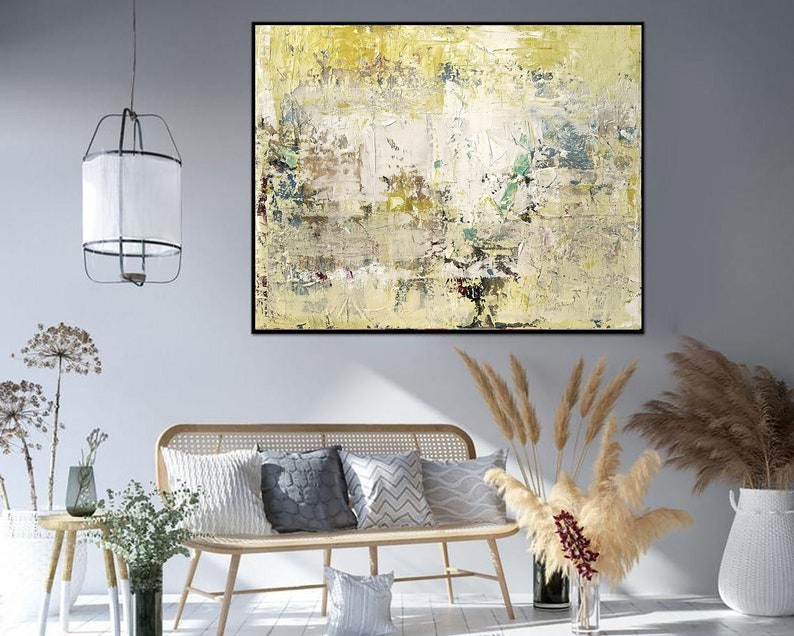 Abstrakt maleri Gult maleri Brugerdefineret oliemaleri Håndlavet gave Stue vægkunst Soveværelsesindretning Originalt maleri vægdekoration