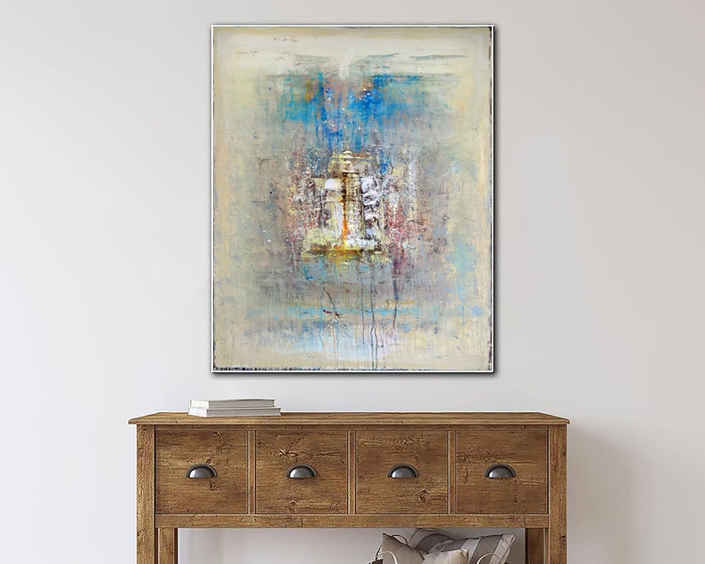 Abstract Oil Painting Neutral Wall Art Gold Painting Pallete Knife Painting Contemporary Wall Art Wall Hanging Decor For Living Room