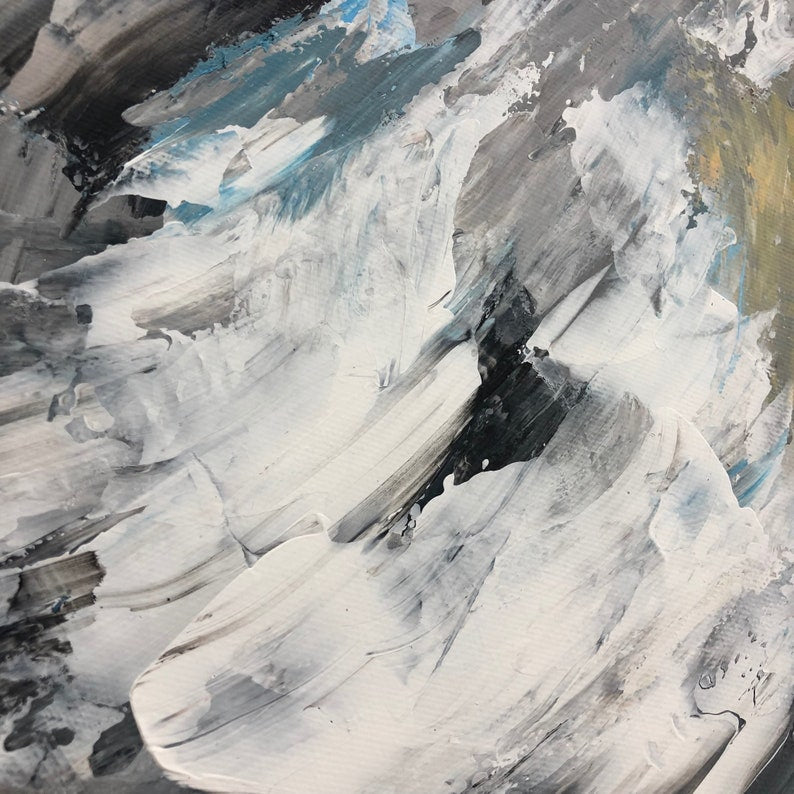 Abstract Brushstroke Painting Modern Large Gray Painting Contemporary Art Office Wall Art Custom Gift Black And White Art Framed Art Decor