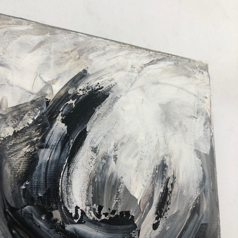 Black white grey painting canvas / Large abstract oil painting / Abstract forms painting / Wabi-Sabi Wall Art