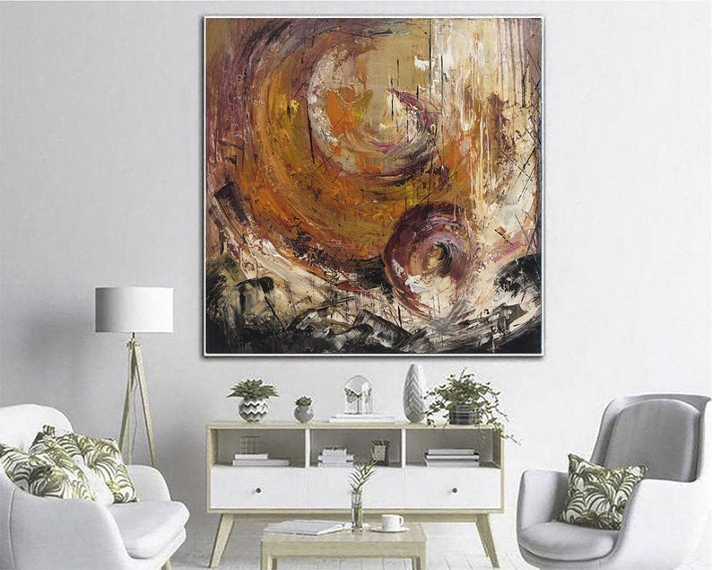 Abstract Painting Large Wall Decor Abstract Earth Tone Swirl Painting Textured Wall Art Handmade Modern Wall Art Custom Gift Canvas Art