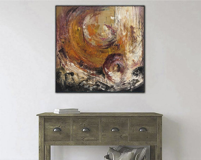 Abstract Painting Large Wall Decor Abstract Earth Tone Swirl Painting Textured Wall Art Handmade Modern Wall Art Custom Gift Canvas Art