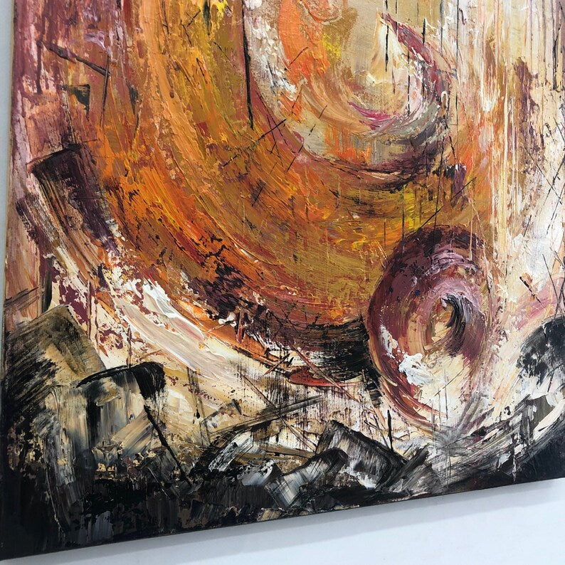Abstract Painting Large Wall Decor Abstract Earth Tone Swirl Painting Textured Wall Art Handmade Modern Wall Art Custom Gift Canvas Art