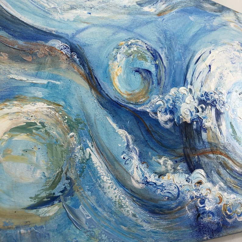 Abstract Blue Painting Large Framed Wall Art Unique Wall Art Living Room Decor Blue Wall Art Hand Painted Art Office Wall Decor Modern Art
