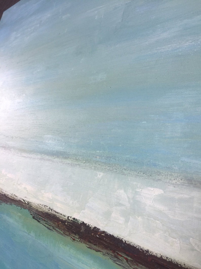 Abstract Seascape Painting, Modern Blue Ocean Art, Minimalist Coastal Wall Art, Hand-Painted Large Canvas for Home Decor