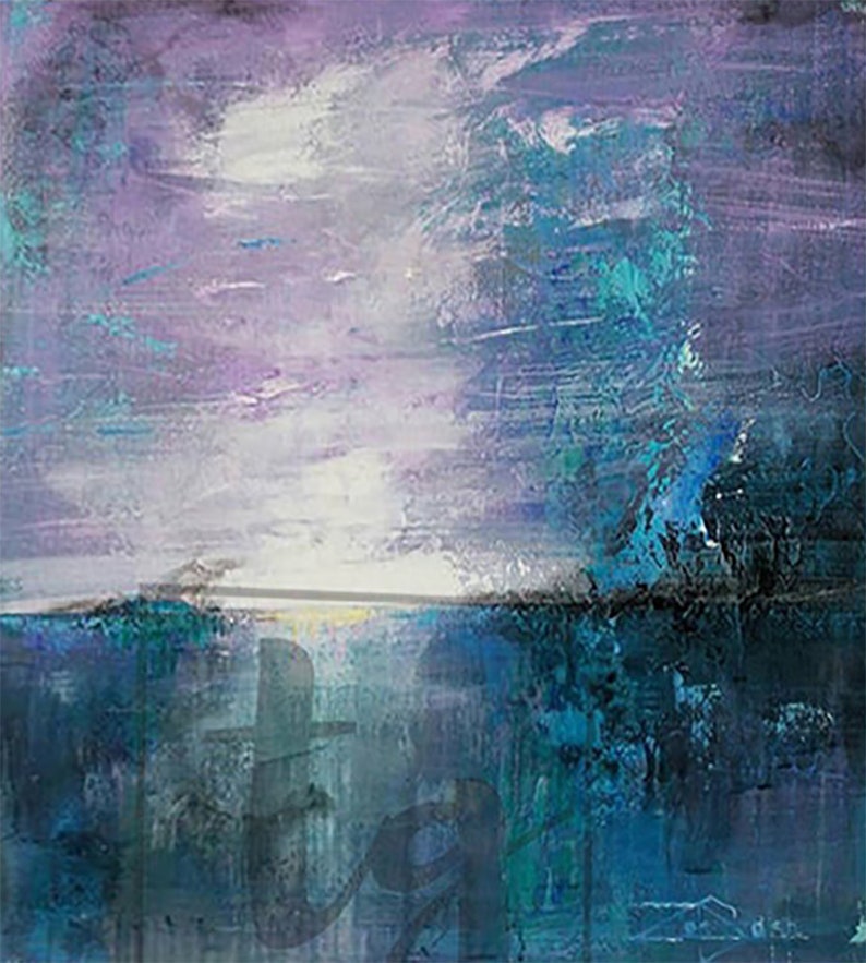 Large Original Abstract Blue Paintings On Canvas Heavy Textured Hand Painted Art Modern Oil Painting Wall Hanging Decor for Living Room