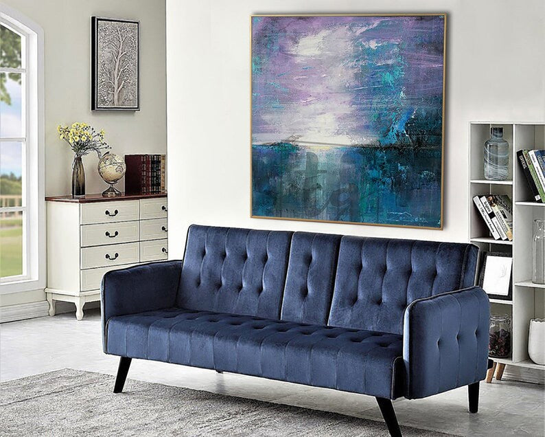 Large Original Abstract Blue Paintings On Canvas Heavy Textured Hand Painted Art Modern Oil Painting Wall Hanging Decor for Living Room