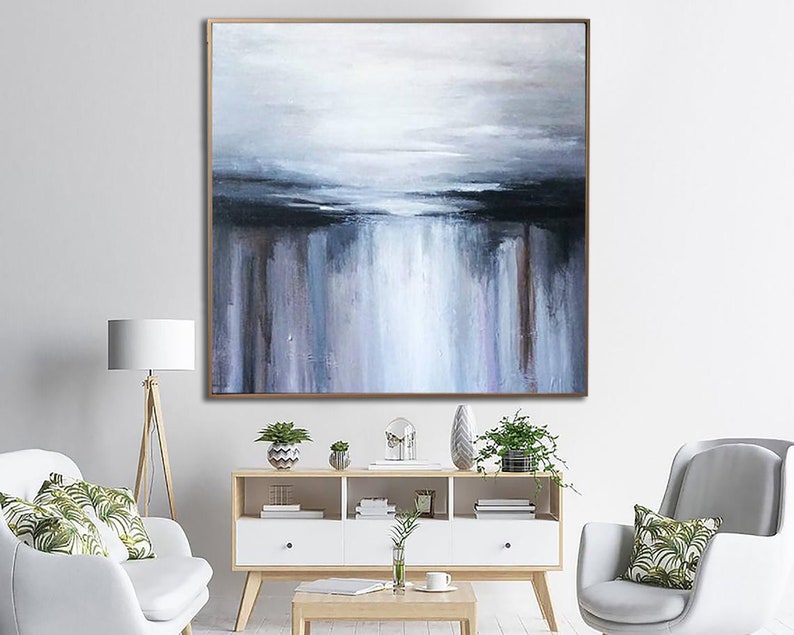 Original Aesthetic Oil Painting On Canvas Abstract Square Wall Hanging Artwork Modern Textured Wall Art Decor for Living Room