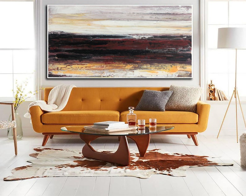 Expressionist Art Abstract Color Harmony Monochromatic Landscape Horizon Illusion Serene Sunset Art Red and Black Art Contemporary Art