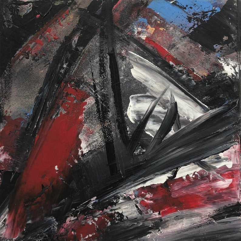 Abstract Red and Black Painting Dynamic Abstraction Soft Bold Strokes Artistic Expression Art Handpainted Artwork