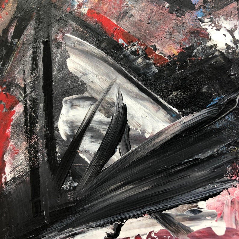 Abstract Red and Black Painting Dynamic Abstraction Soft Bold Strokes Artistic Expression Art Handpainted Artwork