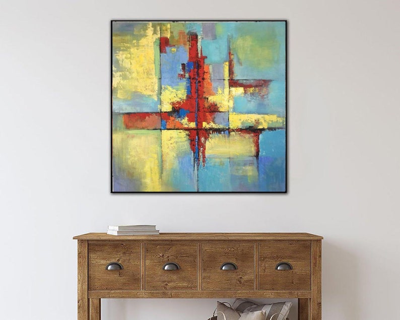 Colorful Abstract Painting Modern Wall Art Oversized Wall Art Framed Art Contemporary Art Textured Wall Art Original Artwork Living Room Art