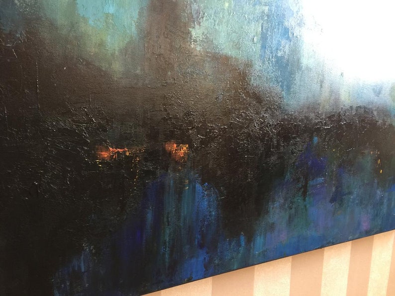Large Abstract Navy Blue Paintings On Canvas Acrylic Oil Painting Dark Contemporary Art Luxury Painting for Living Room Wall Decor