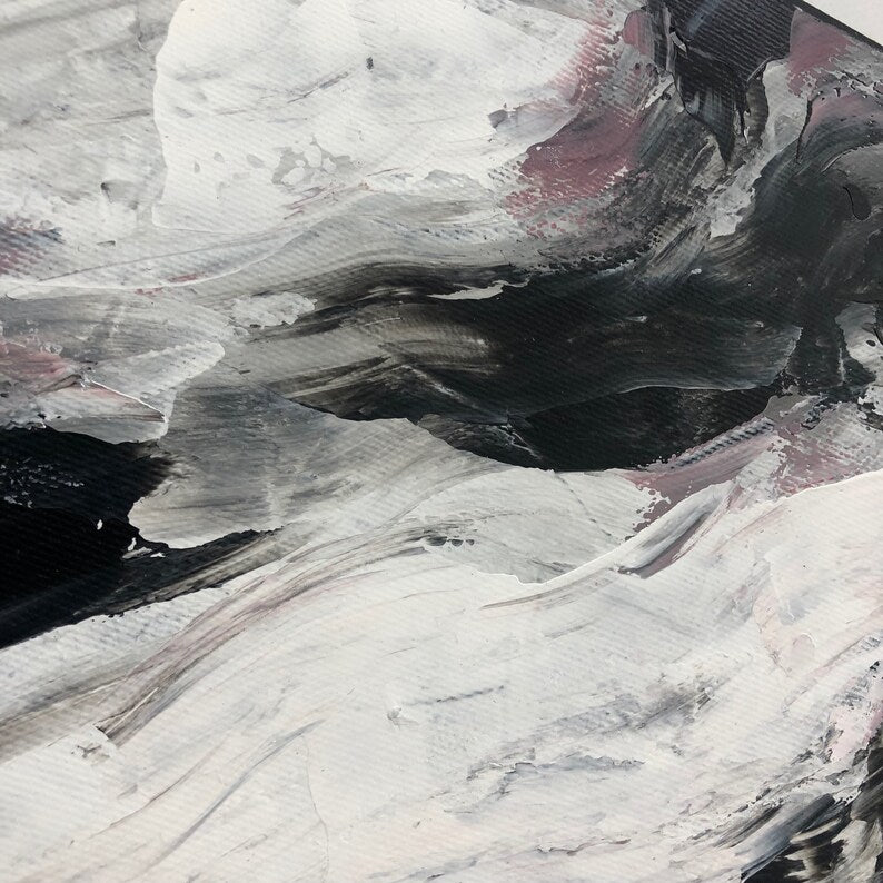 Abstract Painting Black and White Art Textured Wall Art Modern Interiors Decor Housewarming Gift Living Room Art Custom Oil Painting