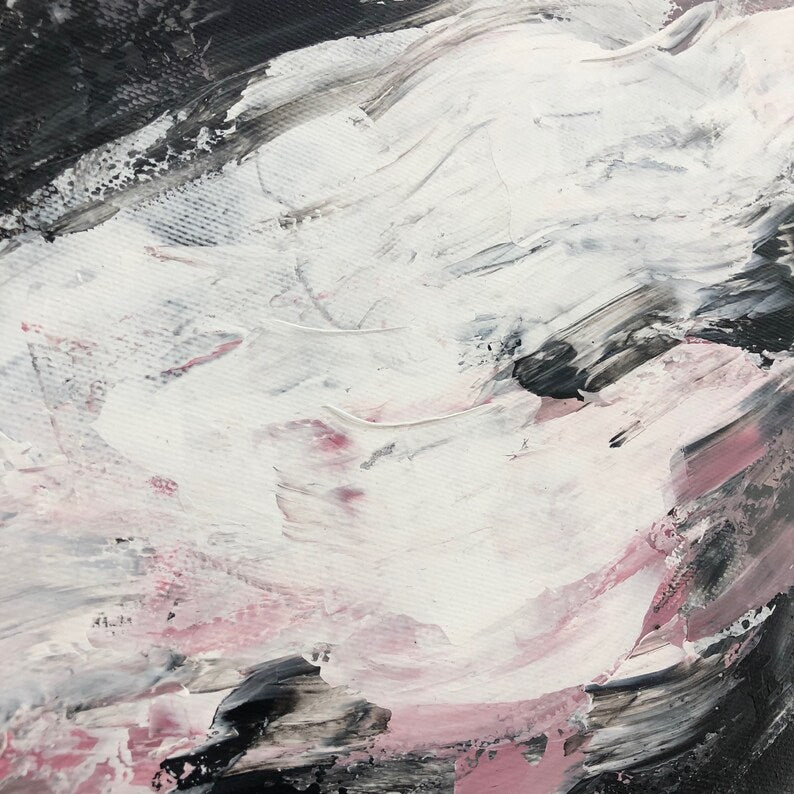 Abstract Painting Black and White Art Textured Wall Art Modern Interiors Decor Housewarming Gift Living Room Art Custom Oil Painting