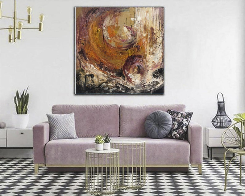 Abstract Painting Large Wall Decor Abstract Earth Tone Swirl Painting Textured Wall Art Handmade Modern Wall Art Custom Gift Canvas Art