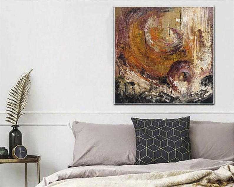 Abstract Painting Large Wall Decor Abstract Earth Tone Swirl Painting Textured Wall Art Handmade Modern Wall Art Custom Gift Canvas Art