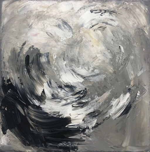 Original Monochrome Custom Oil Painting Black and White Artwork Modern Abstract Gray and Silver Wall Art Decor for Bedroom