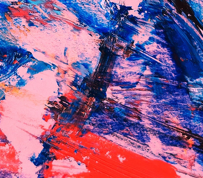 Abstract Painting Bright Wall Art Colorful Artwork Palette Knife Oil Painting Pink Painting Textured Wall Art Oversized Wall Art