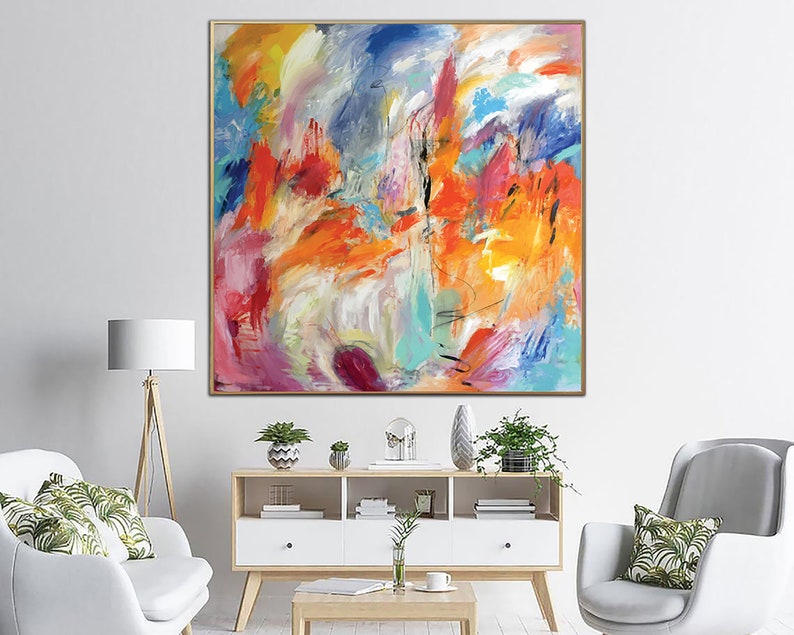 Large Abstract Colorful Paintings On Canvas Expressionist Art Original Acrylic Fine Art Painting Hand Painted Art for Living Room Wall Decor