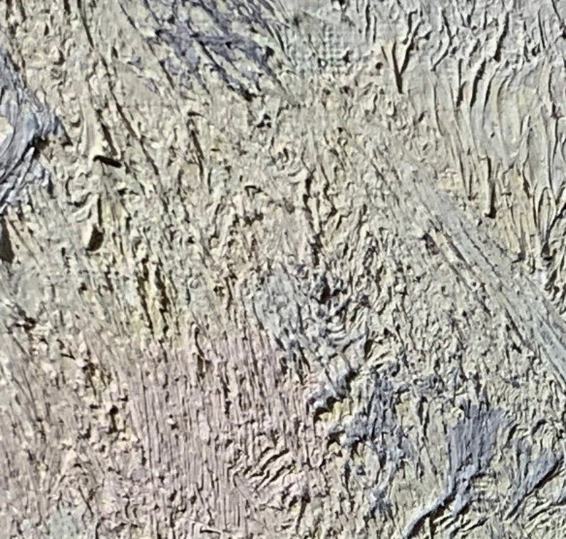 Stor tekstureret vægkunst abstrakt maleri blå og grå moderne vægkunst paletkniv oliemaleri stueindretning indflyttergave