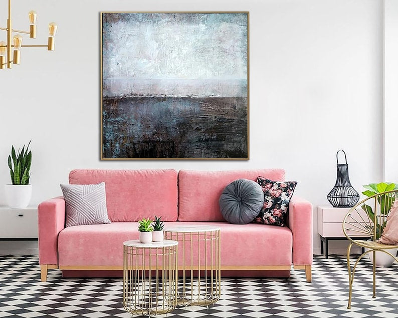 Abstract Landscape Seascape Serene Abstract Coastal Art Textured Wall Art Office Wall Decor Nature Wall Art Living Room Wall Art