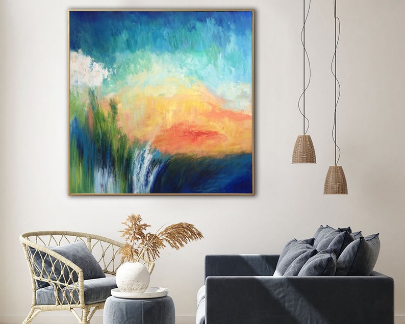 Original Abstract Colorful Landscape Paintings On Canvas Thick Vivid Wall Art Luxury Painting Modern Hand Painted Art for Fireplace Decor