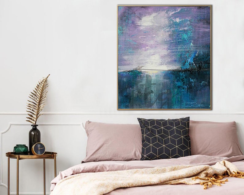 Large Original Abstract Blue Paintings On Canvas Heavy Textured Hand Painted Art Modern Oil Painting Wall Hanging Decor for Living Room